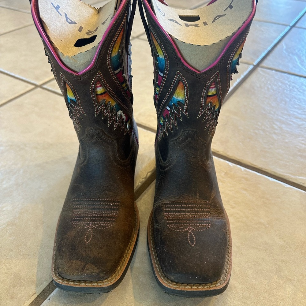 Ariat Dark Brown Boots with Multicolor Details